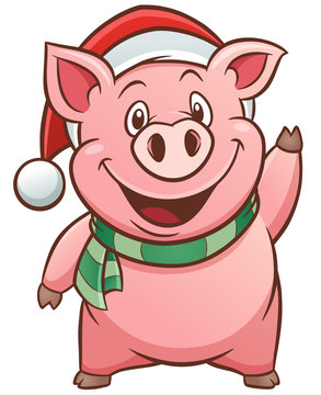 Vector illustration of cartoon pig