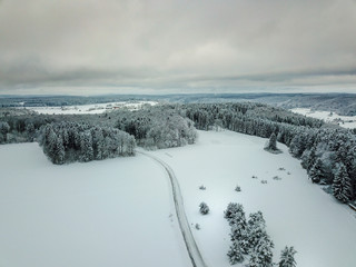 Winterlandschaft aus der Luft bei Spaichingen