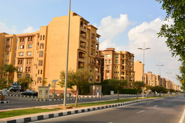Fototapeta na wymiar residential area in a new constructed district in Egypt
