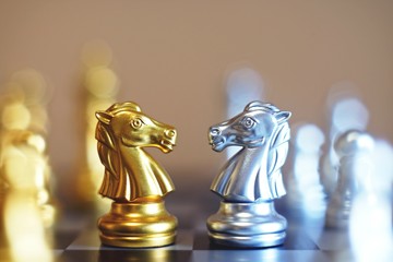 Chess board game, business competitive concept