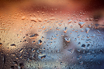 Water drops close up. Abstract bokeh background of waterdrops, droplets.