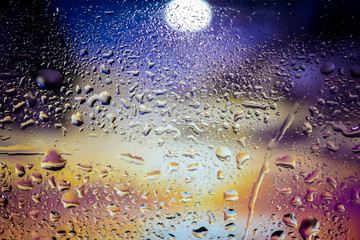 Water drops close up. Abstract bokeh background of waterdrops, droplets.