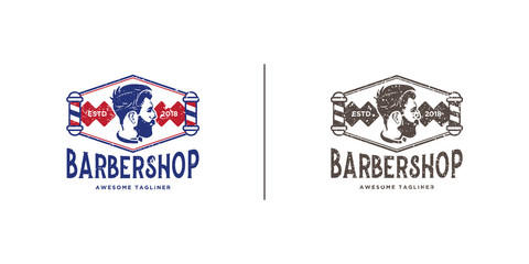 Set of vintage barber shop logo design inspiration