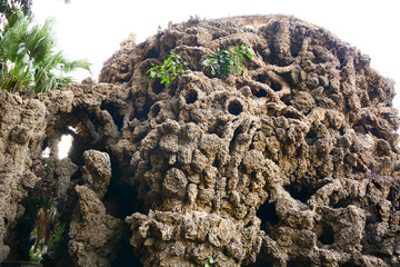 coral leaves building in a garden Gabalaia in Cairo Egypt