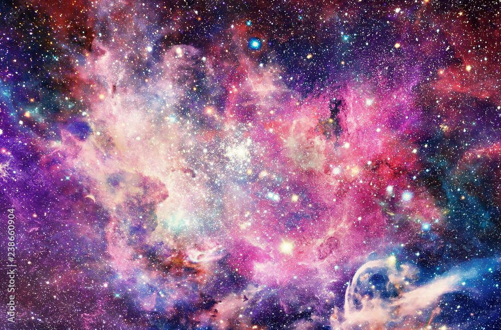 Wall mural artistic abstract multicolored smooth glowing nebula galaxy background