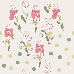 Flowers. Careless drawing. doodle. Background, wallpaper, texture. Seamless.