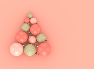 3d rendering of christmas coral baubles