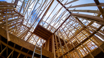 Wood Building frame at Multi-Family Housing Construction Site
