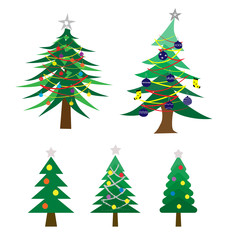 vector of many style of decoratec Christmas tree