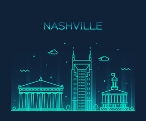 Nashville skyline Tennessee USA vector linear city