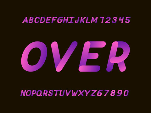 Over font. Vector alphabet 