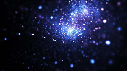 Obraz na płótnie Canvas Abstract blue sparkles. Fantasy holiday background. Digital fractal art. 3d rendering.