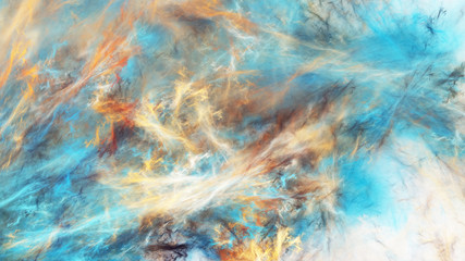 Fototapeta na wymiar Colorful blue and golden background. Abstract grunge texture. Digital fractal art. 3d rendering.