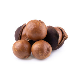 Macadamia nuts isolated on a white background