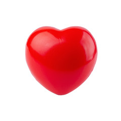 Fototapeta premium Red ball foam with shape heart isolated on white background