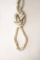 nautical knots tied by the rope of a rope on white background