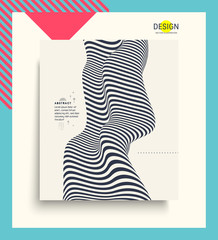Cover design template. Pattern with optical illusion. Abstract 3D geometrical background. Vector illustration.