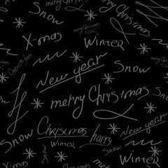 Fototapeta na wymiar Merry Christmas and happy New year-lettering simless pattern. Vector illustration.