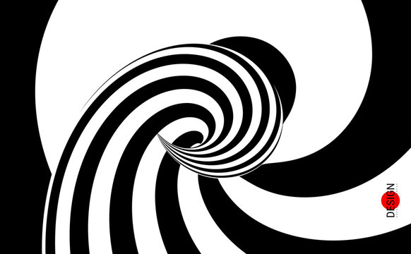Pattern with optical illusion. Black and white design. Abstract striped background. Vector illustration. © Login