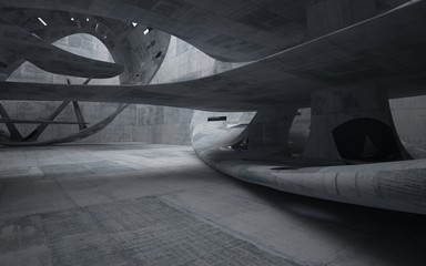 Empty dark abstract concrete smooth interior . Architectural background. 3D illustration and rendering