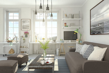 Skandinavische, nordische Wohnung - Wohnzimmer
