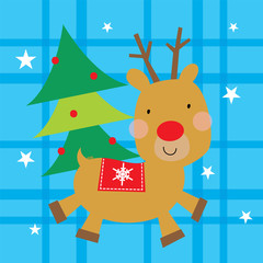 cute reindeer christmas greeting card