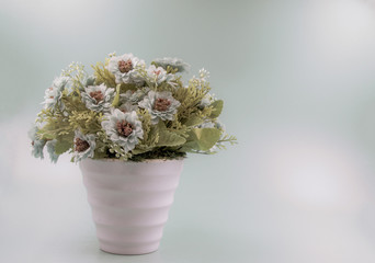 Artificial flower bouquet decoration, copy space background