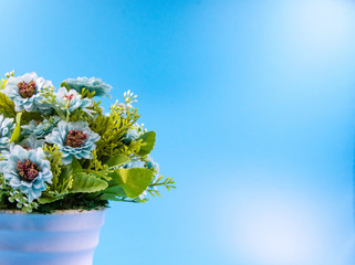Artificial flower bouquet decoration, copy space background
