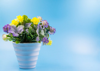 Artificial flower bouquet decoration, copy space background