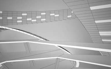 Obraz premium Abstract white interior highlights future. Polygon drawing . Architectural background. 3D illustration and rendering