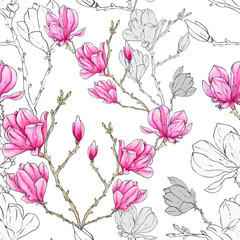 Fototapeta na wymiar Magnolia flower pattern