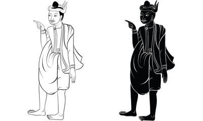man in Thai traditional painting, vector