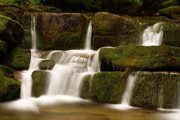 Obraz premium Waterfall on the Hulski stream. Bieszczady Mountains. Poland