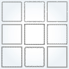 Decorative frames and borders square set vector