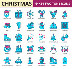 Fototapeta na wymiar Christmas Two Tone icon set