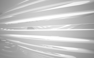 Abstract white interior of the future, with neon lighting. 3D illustration and rendering