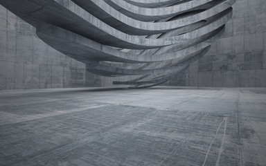 Abstract interior of glass and concrete. Architectural background. 3D illustration and rendering 