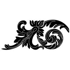 Black vintage baroque ornament, corner. Retro pattern antique style acanthus.