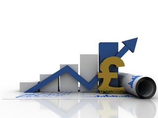 3d rendering Stock market online business concept. business Graph with pound sign