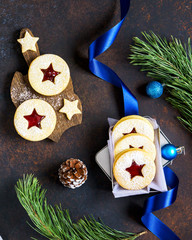 Christmas Linzer cookies