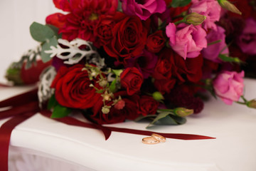 wedding bouquet, bouqet of beautiful flowers on wed day