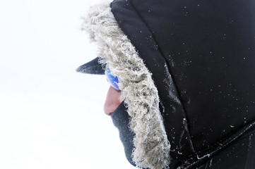 Man face on snow