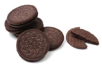 Chocolate biscuits isolated on white background