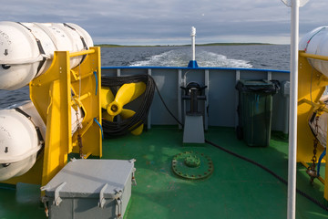 Fototapeta na wymiar Life saving raft container on ship