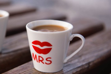 two coffee cups, decor for a photo shoot