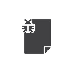 Obraz premium Infected file document vector icon. filled flat sign for mobile concept and web design. Bug Virus file simple solid icon. Symbol, logo illustration. Pixel perfect vector graphics