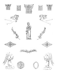 Retro illustration. Art ojects isolated.