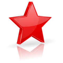 Obraz premium Red star with reflection