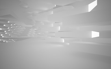 Abstract white interior of the future. 3D illustration and rendering