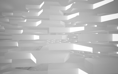 Abstract white interior of the future. 3D illustration and rendering